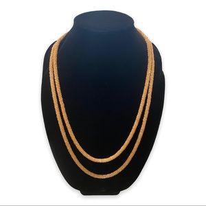 Long Gold Color Beaded Necklace